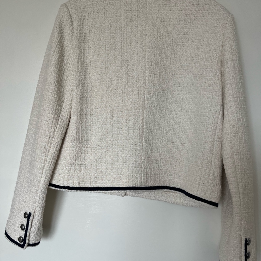 ba&sh Cream Bouclé Jacket with Black Piping - Picture 2 of 5